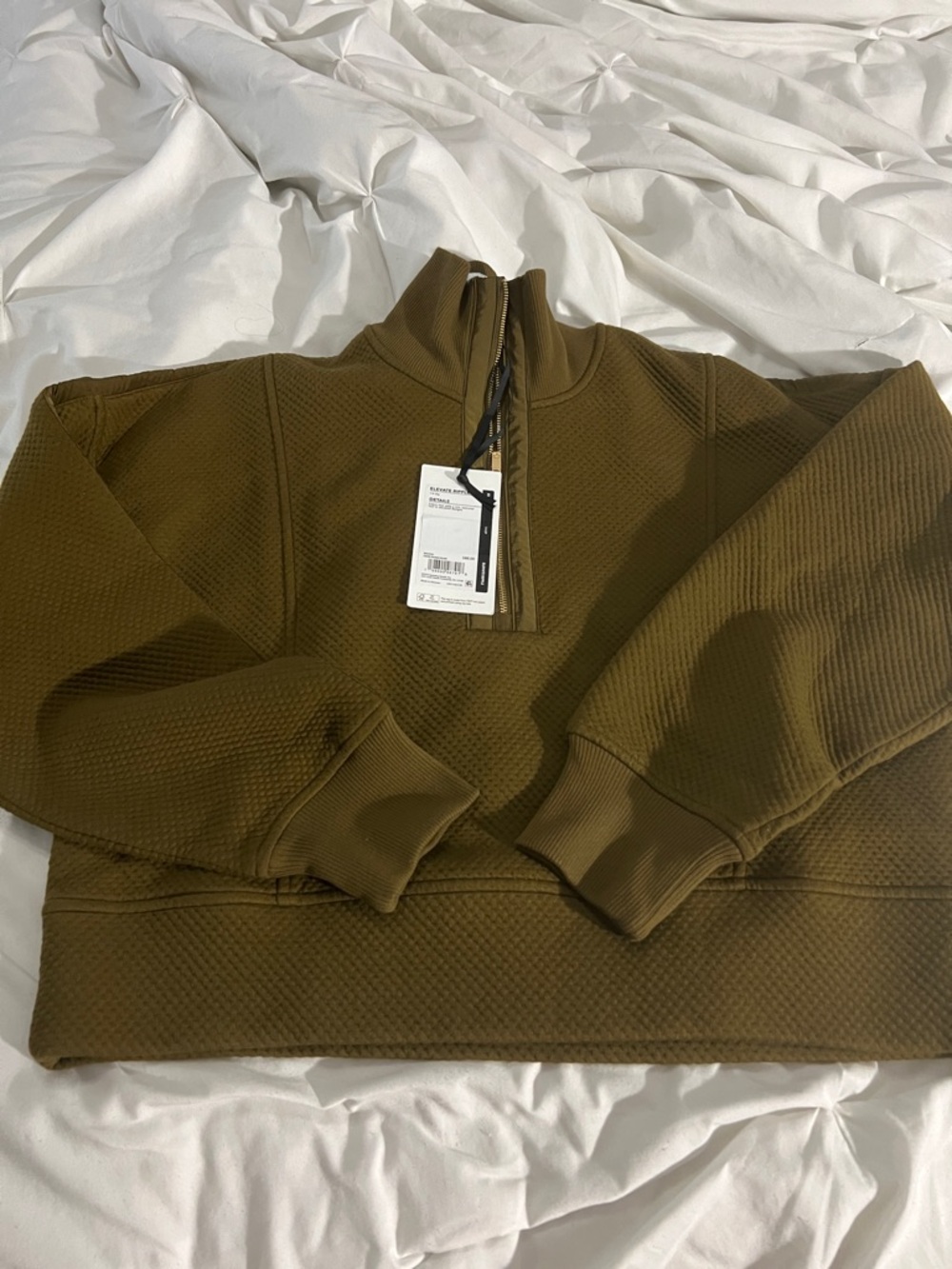 CALIA by Carrie Underwood Olive Half-Zip Textured Sweater